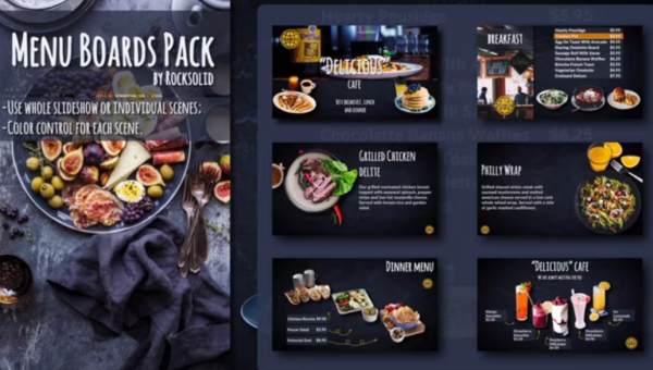 Desain yang mengutamakan tampilan visual berupa slideshow gambar makanan